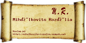 Mihálkovits Rozália névjegykártya
